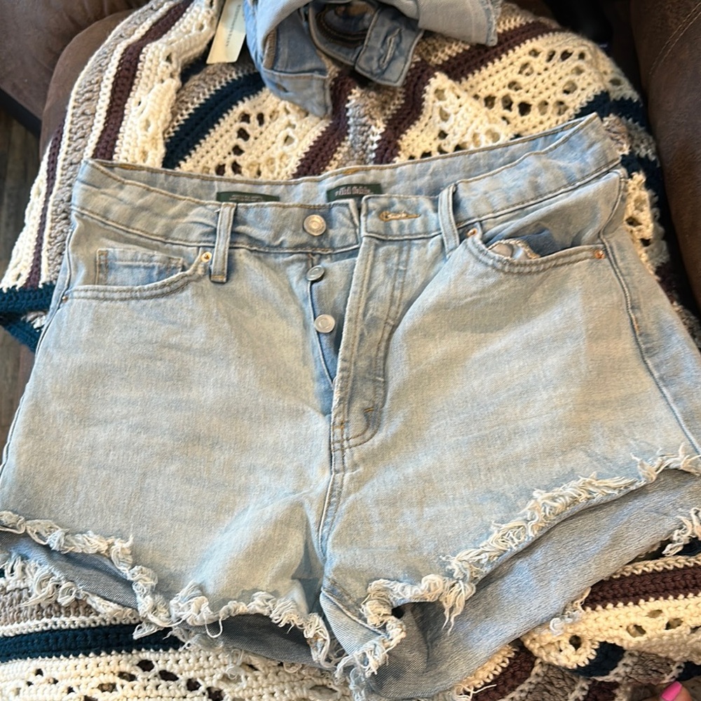 Wild Fable Blue Jean Shorts Distressed High-Waisted
